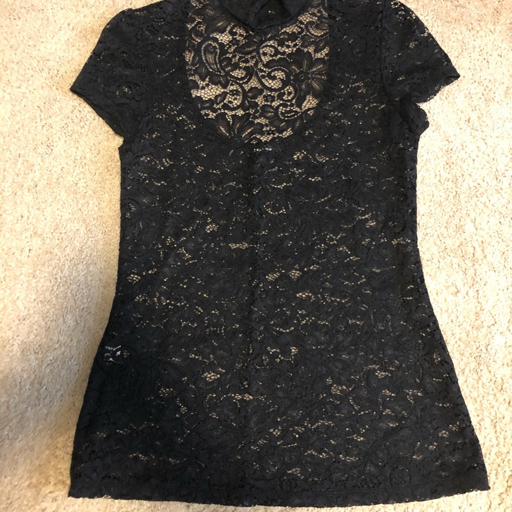 Like new Express black lace mock neck shirt.